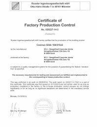 Certificare produs - Controlul productiei in fabrica Cosinus Slide 160/215x5