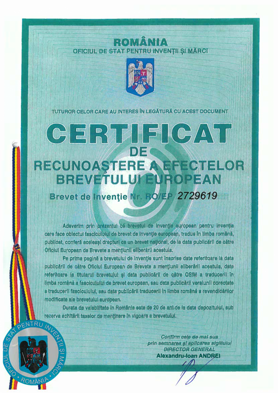 Pagina 1-Certificare produs - Certificat de recunoastere HCJ Cosinus Slide, HC-Omega Sinus Slide, HC-Delta...