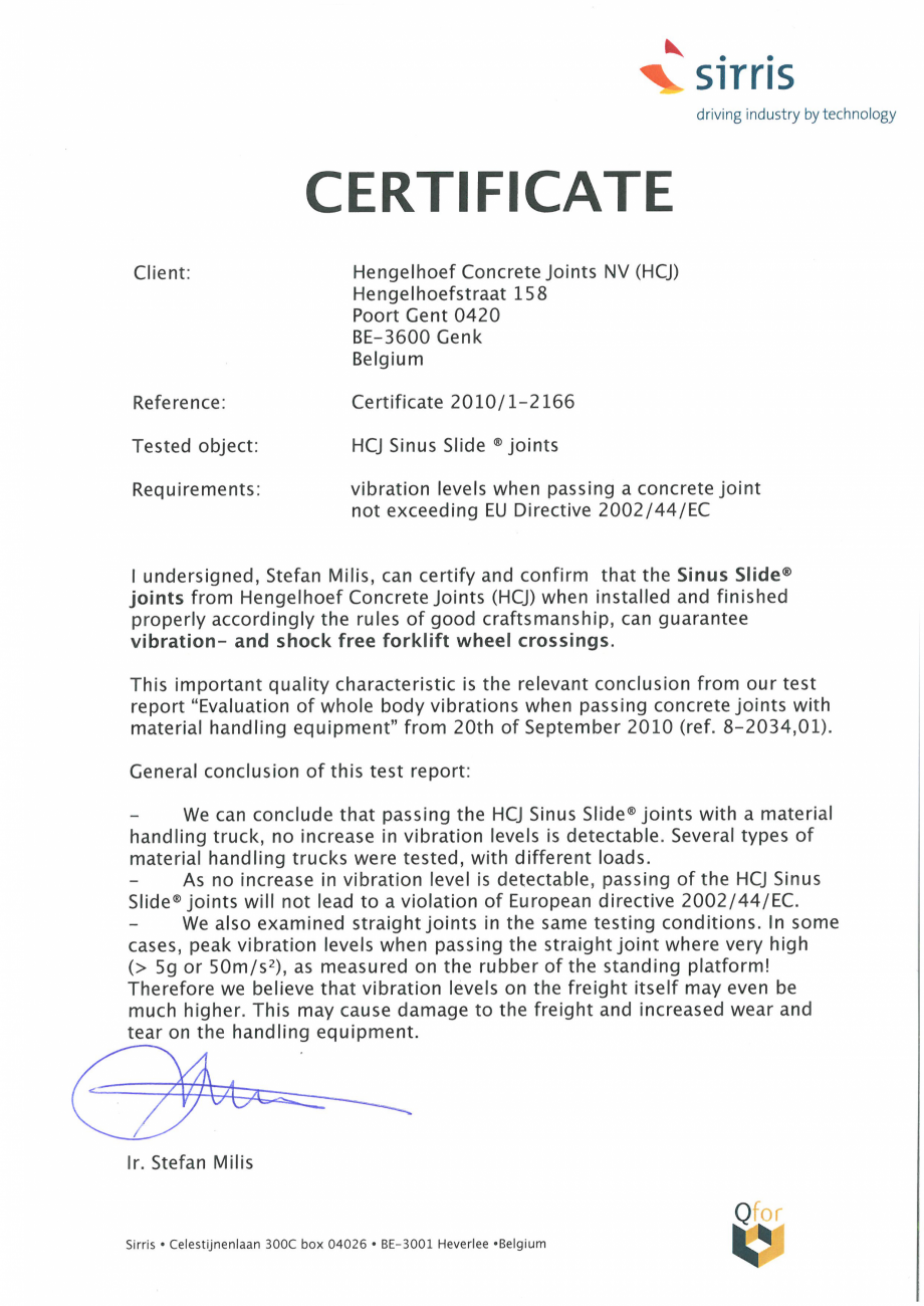 Pagina 1-Certificare produs - Profilele pentru rosturi  HCJ HC-Omega Sinus Slide, HC-Delta Sinus Slide...