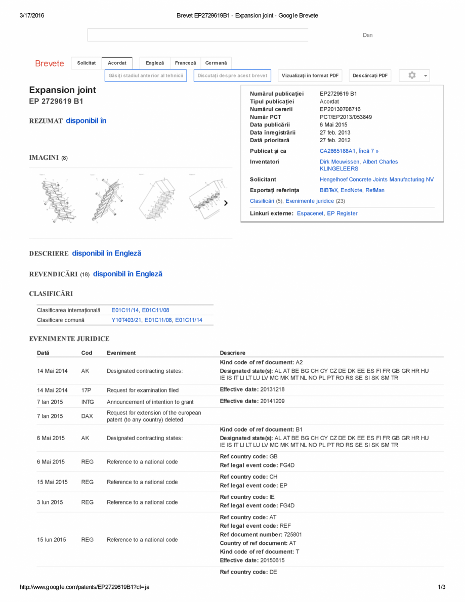 Pagina 1-Cerificare produs - Profile de dilatatie HCJ Cosinus Slide, HC-Delta (+), HC-Delta Sinus Slide,...