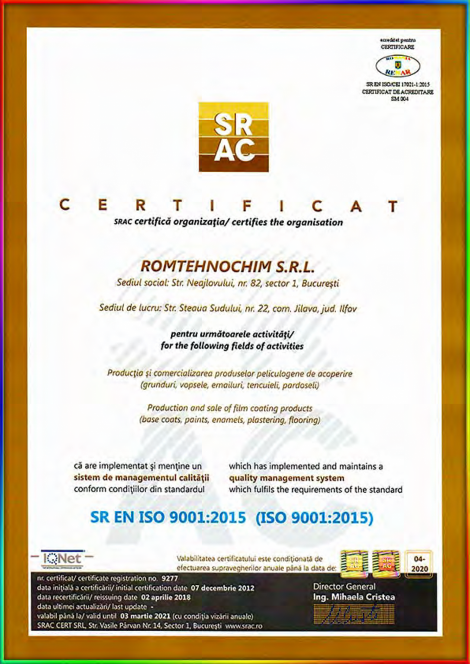 Pagina 1-Certificat ISO-9001  Certificare produs Engleza, Romana 