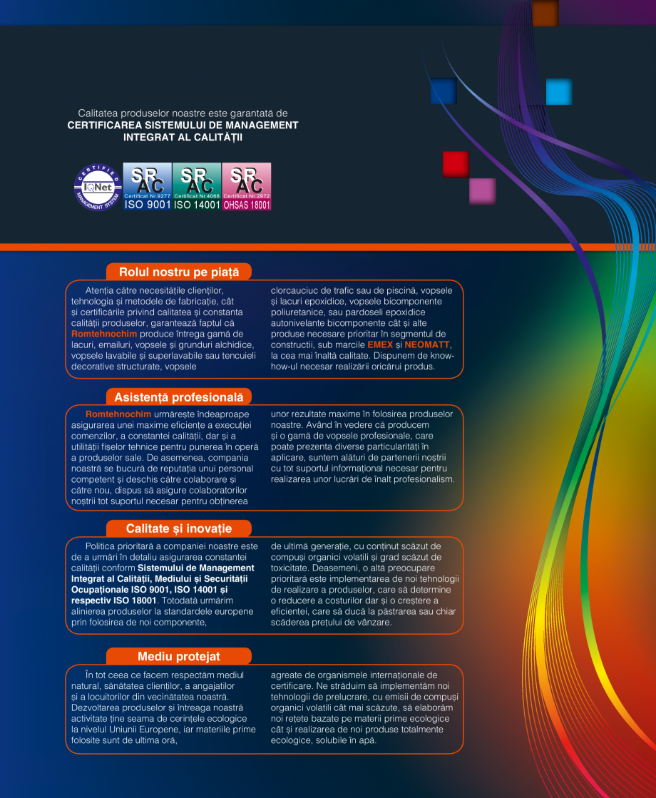 Pagina 4-Catalog  produse Emex  Catalog, brosura Romana rizate.

Calitatea produselor noastre este...