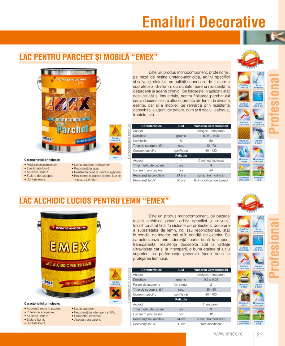 Pagina 22-Catalog  produse Emex  Catalog, brosura Romana ate
Putere de acoperire
pH
Consum specific

U/M
...