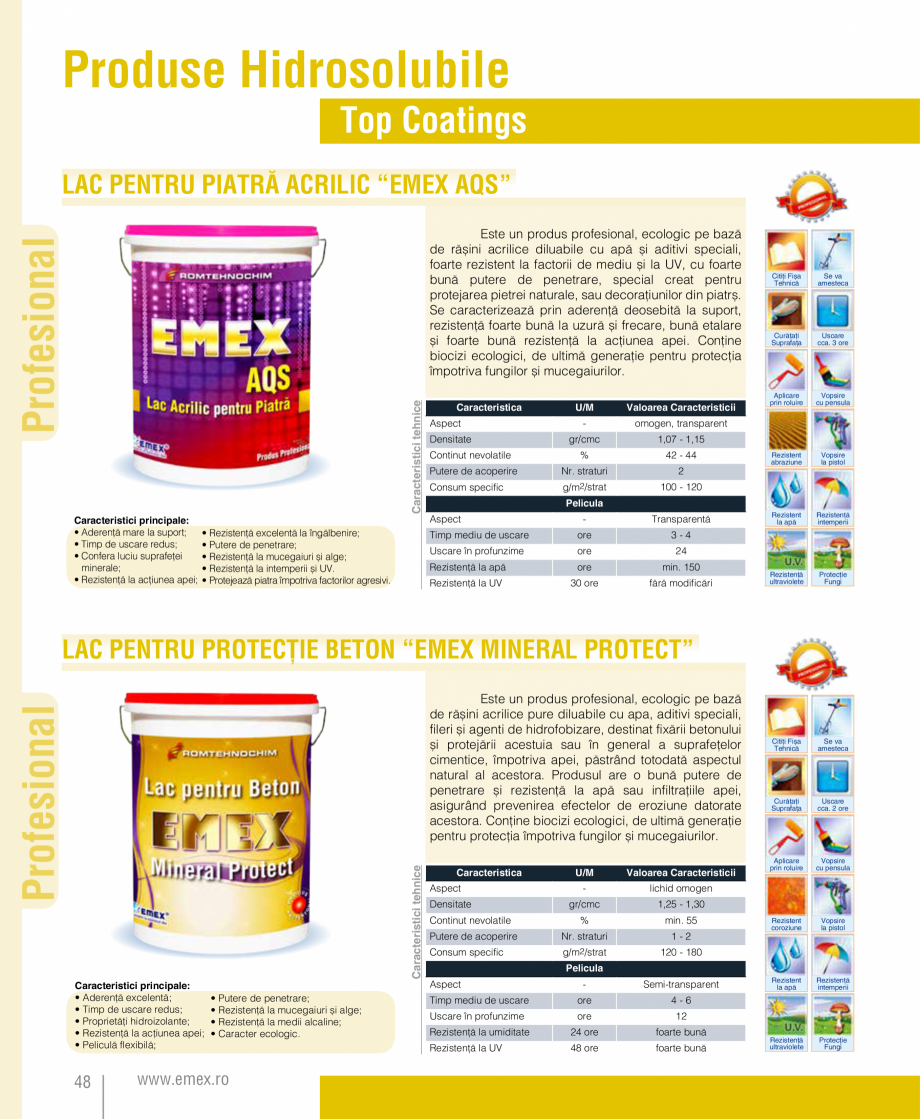 Pagina 49-Catalog  produse Emex  Catalog, brosura Romana la îngălbenire. Produsul conferă
o rezistență...