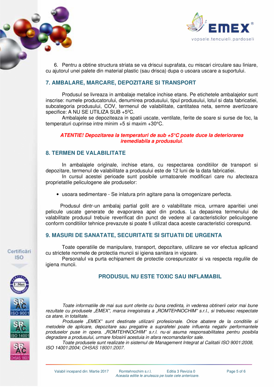Pagina 5-Tencuiala decorativa structurata silicatica EMEX Fisa tehnica Romana steia, deoarece aceasta etapa...