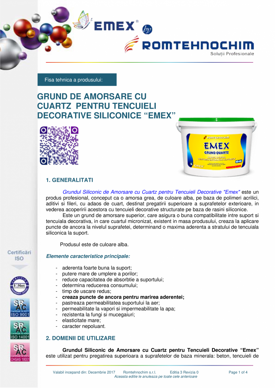 Pagina 1-Grund amorsare tencuiala siliconica EMEX GRUND QUART SILICONICE Fisa tehnica Romana Fisa tehnica a...