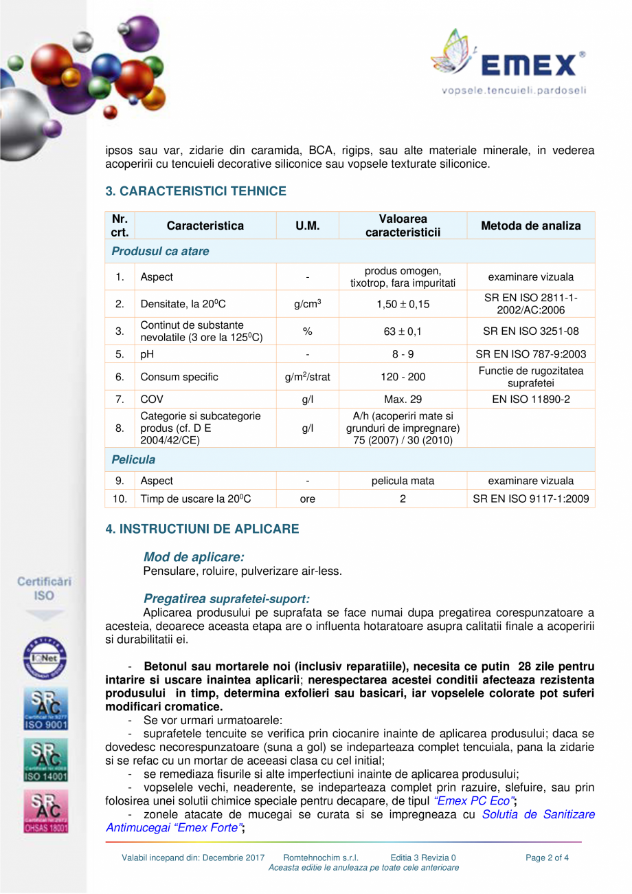 Pagina 2-Grund amorsare tencuiala siliconica EMEX GRUND QUART SILICONICE Fisa tehnica Romana nsumului;
timp...