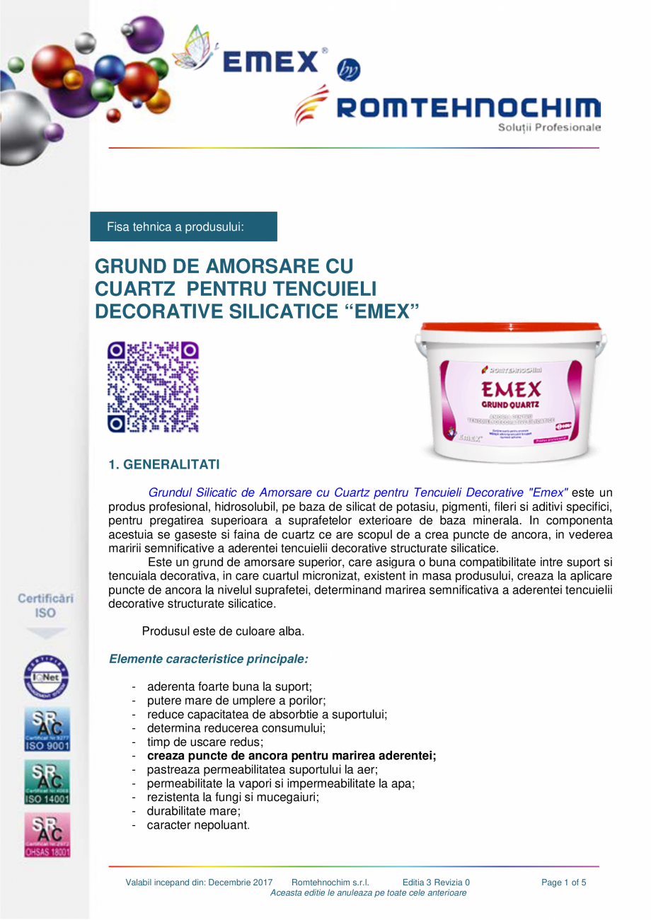 Pagina 1-Grund silicatic amorsare tencuiala EMEX GRUND QUART SILICATICE Fisa tehnica Romana Fisa tehnica a...