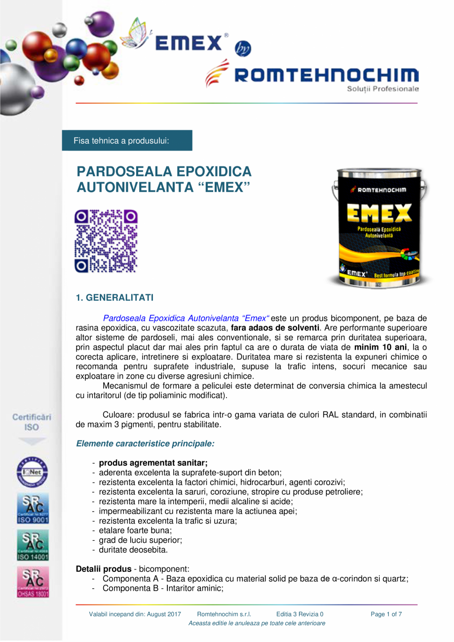 Pagina 1-Pardoseala epoxidica autonivelanta EMEX Fisa tehnica Romana Fisa tehnica a produsului:

PARDOSEALA...