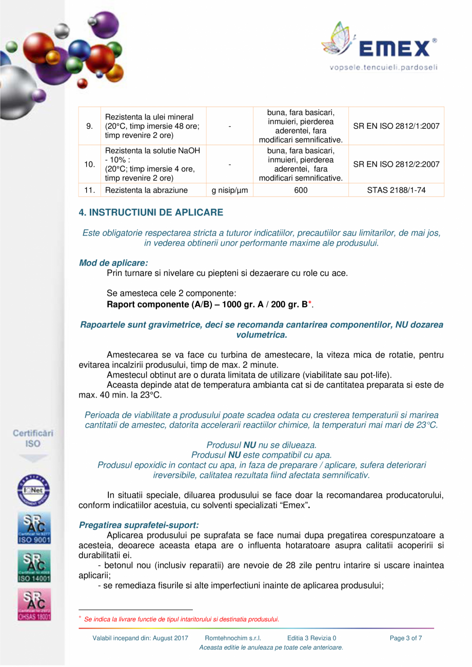 Pagina 3-Pardoseala epoxidica autonivelanta EMEX Fisa tehnica Romana rmina duritatea si capacitatea de...