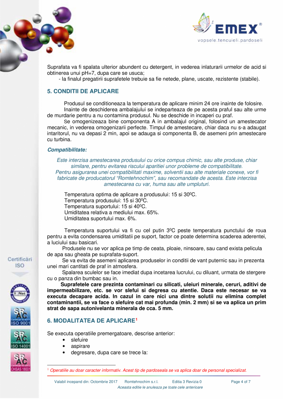 Pagina 4-Pardoseala poliuretanica elastica EMEX POLIURETANICA AUTONIVELANTA ELASTICA Fisa tehnica Romana ...