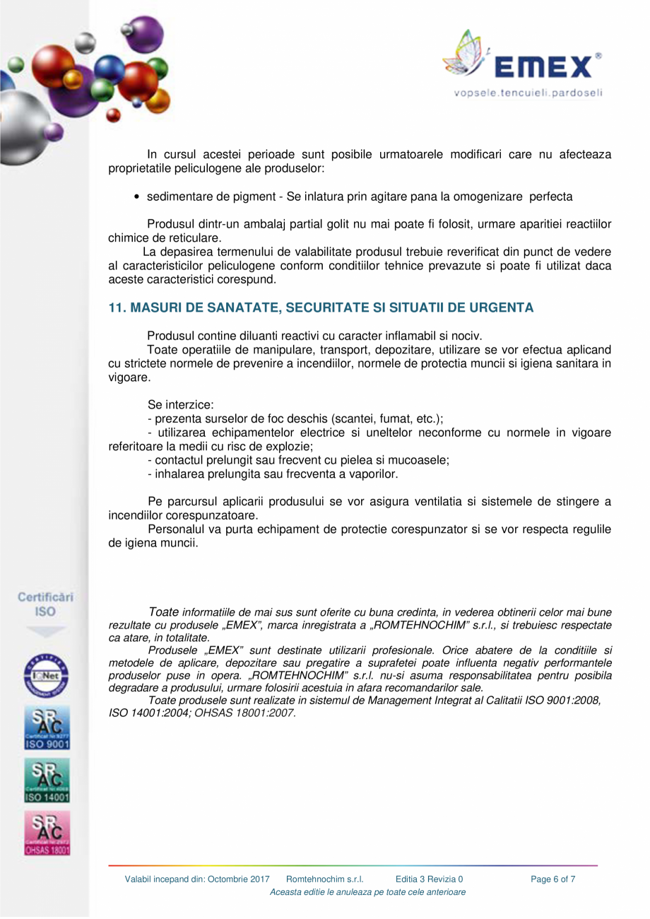 Pagina 6-Pardoseala poliuretanica elastica EMEX POLIURETANICA AUTONIVELANTA ELASTICA Fisa tehnica Romana...