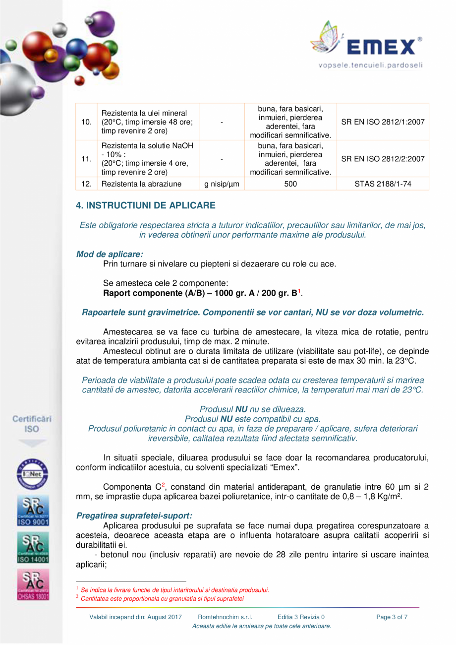 Pagina 3-Pardoseala poliuretanica antiderapanta EMEX Fisa tehnica Romana  materiale
dure, dar si materialul...