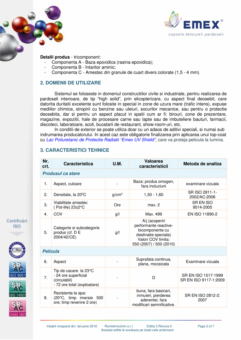 Pagina 2-Pardoseala epoxidica decorativa cuartz EMEX EMEX QUARTZ Fisa tehnica Romana lelor de cuartz colorat....
