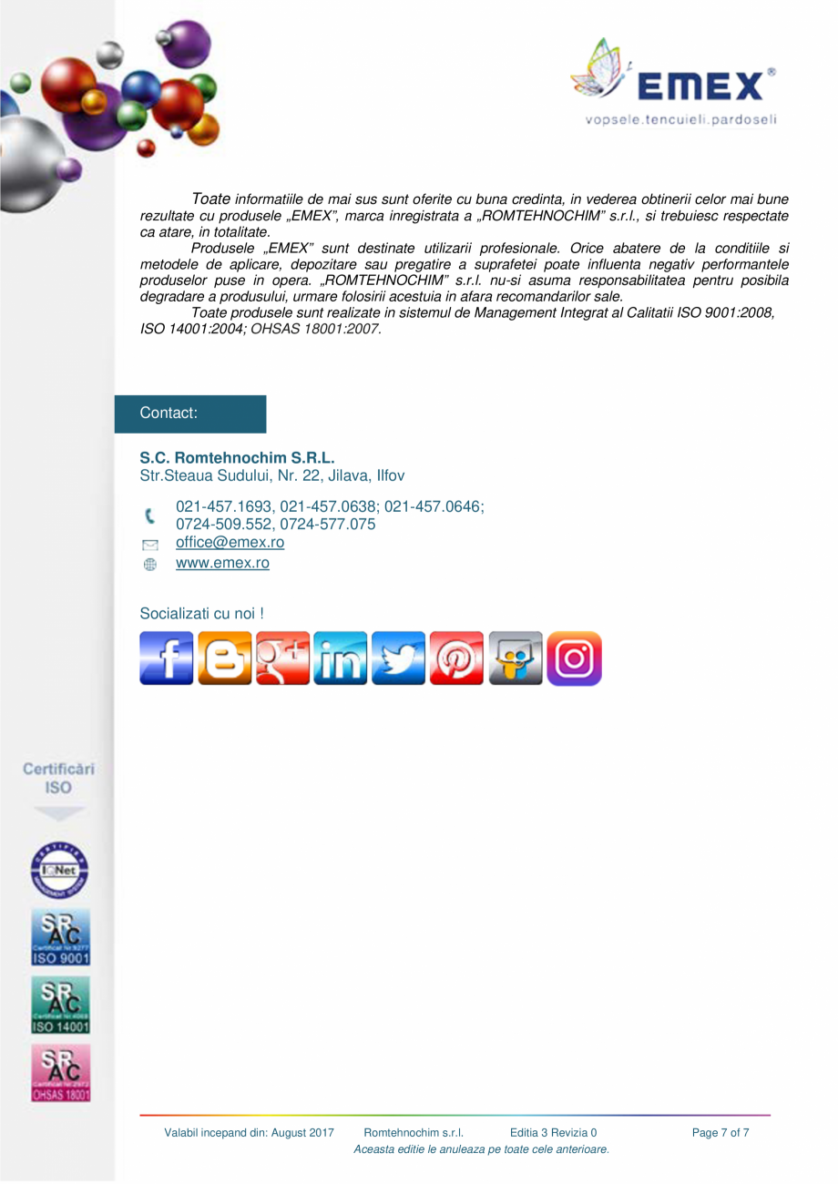 Pagina 7-Pardoseala epoxidica decorativa Emex Multicolor EMEX Fisa tehnica Romana diluarea amestecului se...