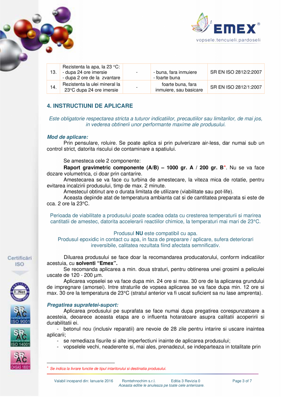 Pagina 3-Vopsea epoxidica pardoseli EMEX VOPSEA EPOXIDICA PARDOSEALA Fisa tehnica Romana  conditii de...