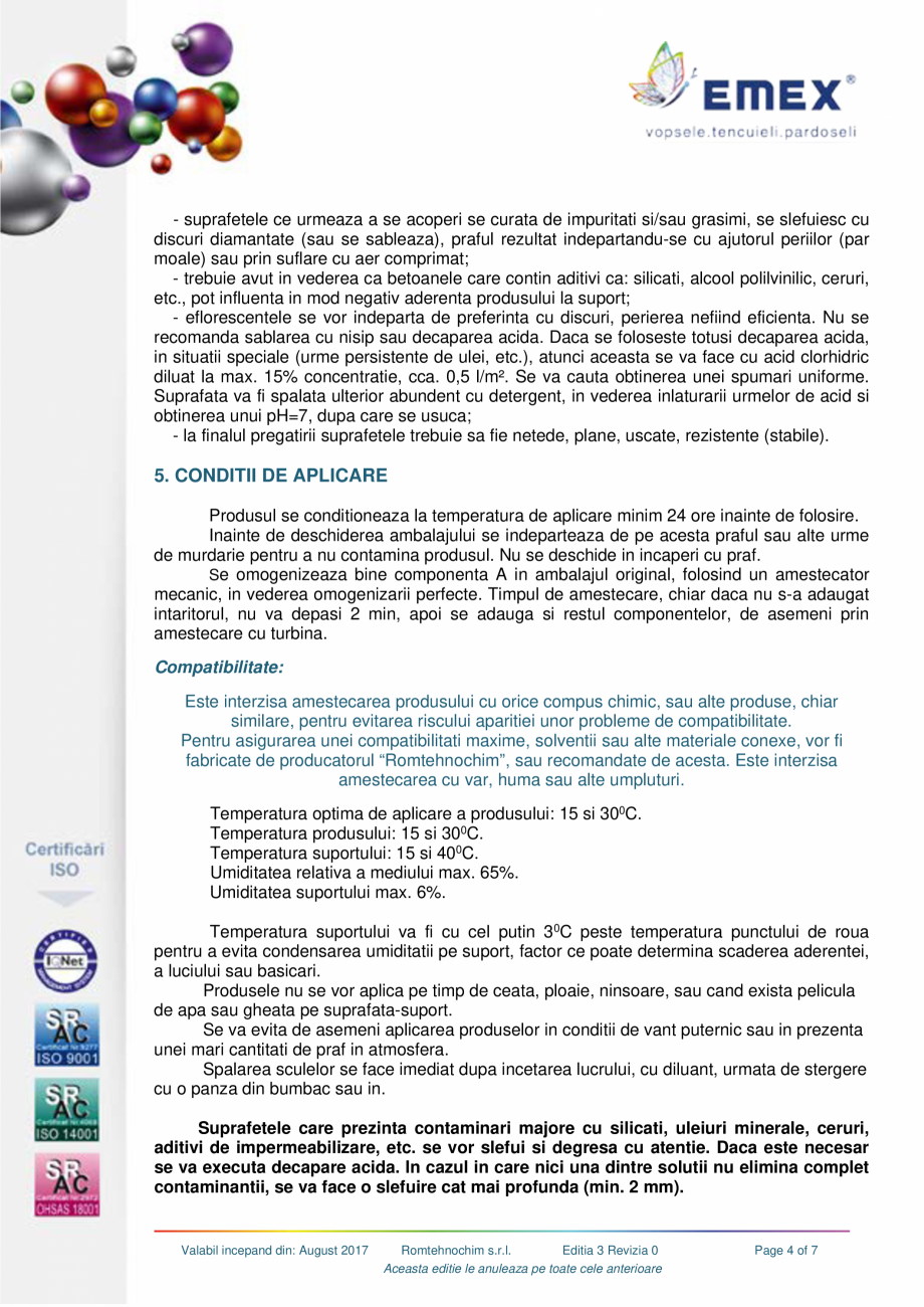 Pagina 4-Mortar epoxidic bicomponent EMEX Fisa tehnica Romana ticii

Metoda de analiza

-

produs omogen,...