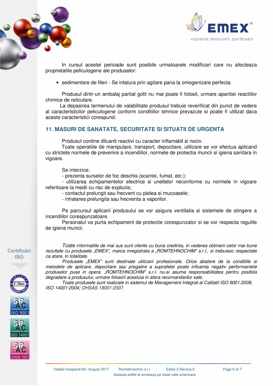 Pagina 6-Mortar epoxidic bicomponent EMEX Fisa tehnica Romana  timp de max. 2 minute.
Se amesteca doar...