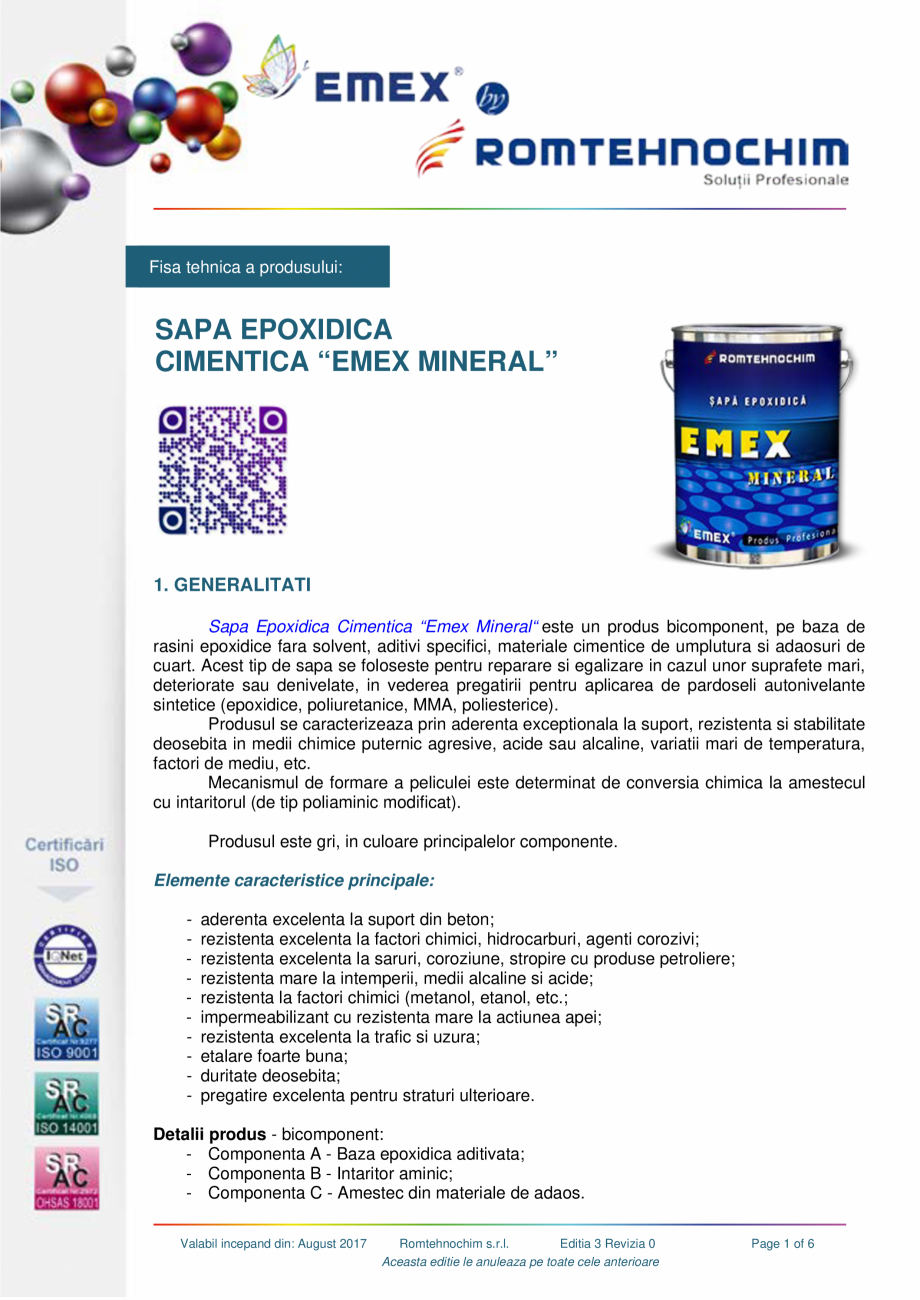 Pagina 1-Sapa epoxidica cimentica Emex mineral EMEX Fisa tehnica Romana Fisa tehnica a produsului:

SAPA...