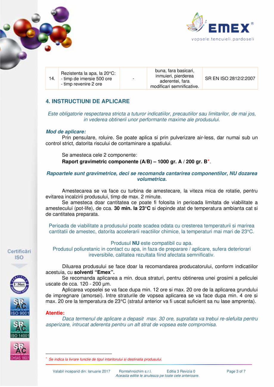 Pagina 3-Vopsea poliuretanica pardoseli EMEX Fisa tehnica Romana  in medii agresive (factori chimici,...