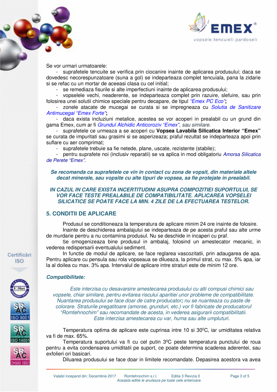 Pagina 3-Vopsea lavabila silicatica interior EMEX SILICATICA EMEX Fisa tehnica Romana 
Max. 29

EN ISO...
