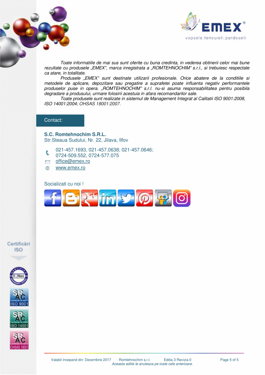 Pagina 5-Vopsea lavabila silicatica interior EMEX SILICATICA EMEX Fisa tehnica Romana - zonele atacate de...