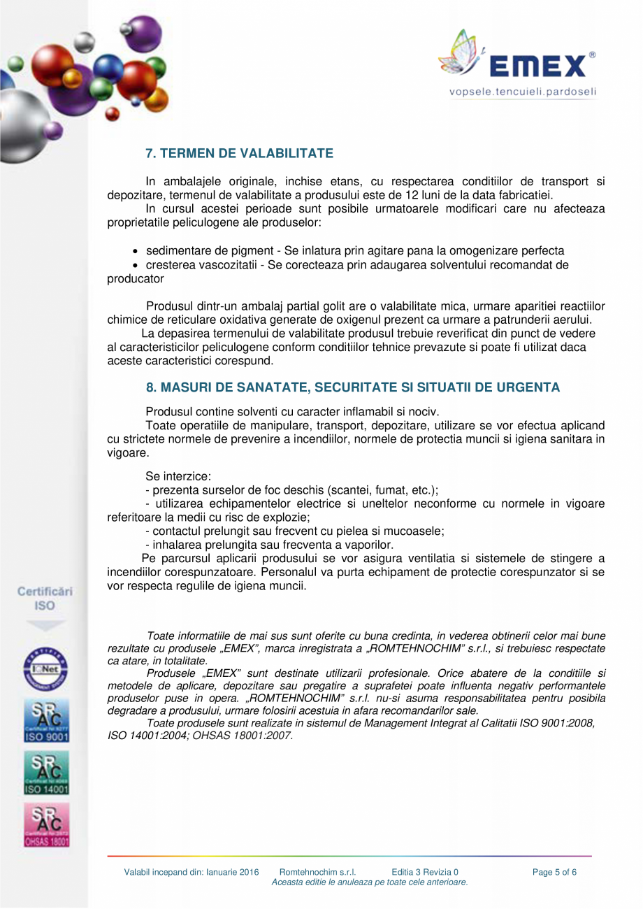 Pagina 5-Email alchidic Emex Extracolor EMEX Fisa tehnica Romana rin suflare cu aer comprimat si sa se...