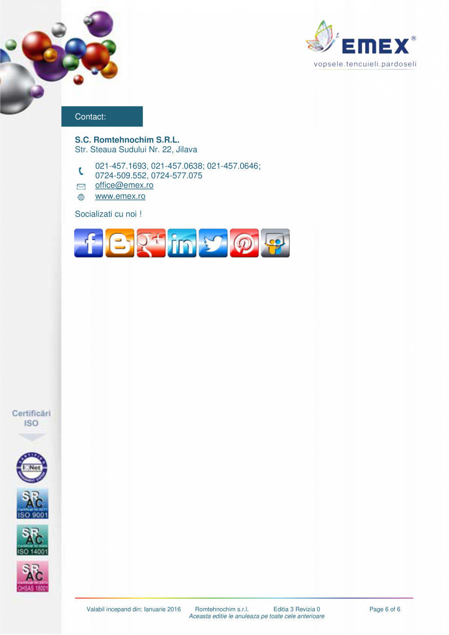 Pagina 6-Email alchidic Emex Extracolor EMEX Fisa tehnica Romana 
- se va aplica un strat de grund...