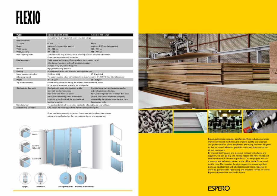 Pagina 6-Pereti mobili, demontabili  ESPERO Flexio Catalog, brosura Engleza m	
85 mm
maximum 3,100 mm (light ...