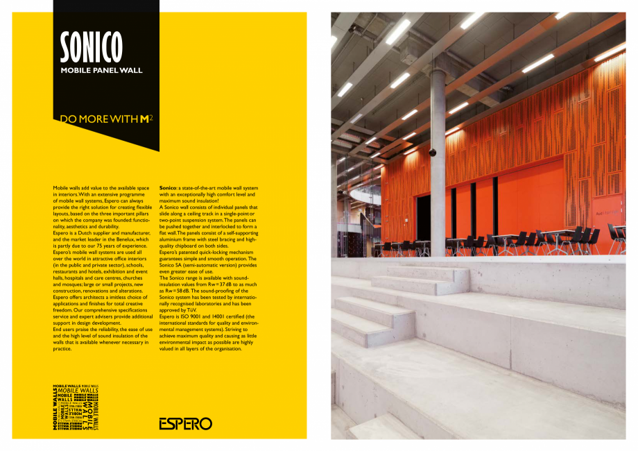 Pagina 2-Pereti mobili, demontabili  ESPERO Sonico Catalog, brosura Engleza elopment.
End users praise the...