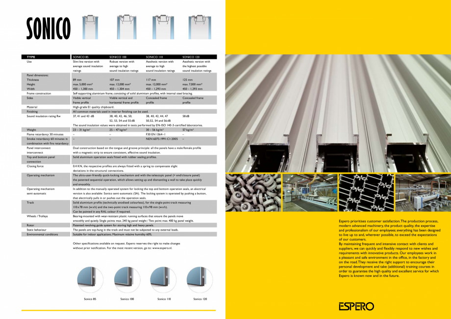 Pagina 14-Pereti mobili, demontabili  ESPERO Sonico Catalog, brosura Engleza ective profiles are always fitted...