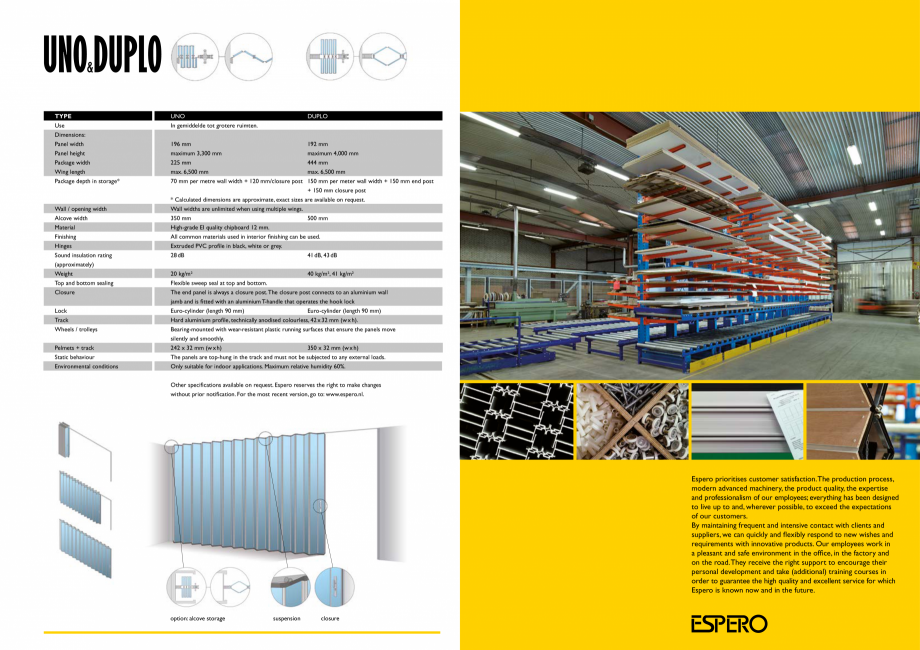 Pagina 6-Pereti mobili, demontabili    ESPERO Uno & Duplo Catalog, brosura Engleza mm (w x h).
Wheels...