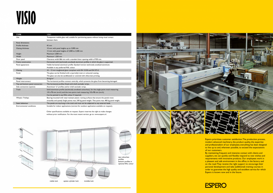 Pagina 8-Pereti mobili, demontabili  ESPERO Visio Catalog, brosura Engleza horizontal profiles fitted with...