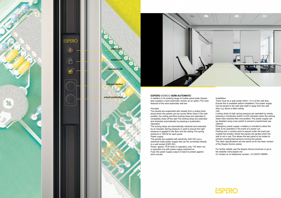Pagina 2-Pereti mobili, demontabili  ESPERO Sonico automat Catalog, brosura Engleza prox. 75 W when in...