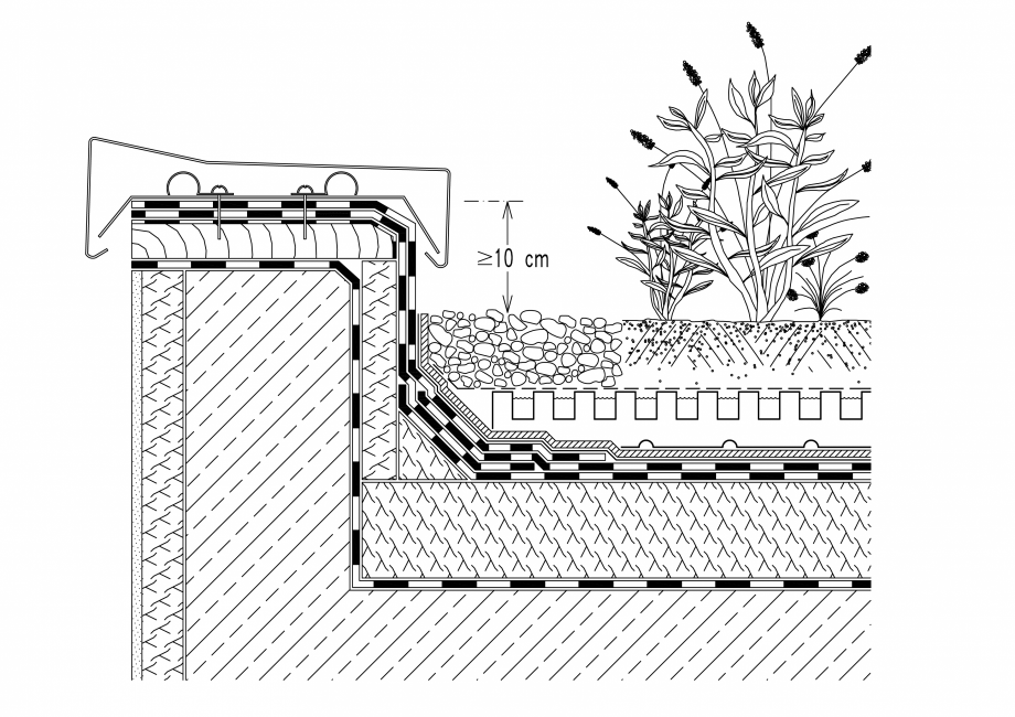 Pagina 1-CAD-PDF  Acoperis verde - Inchidere atic BAUDER Detaliu de montaj 