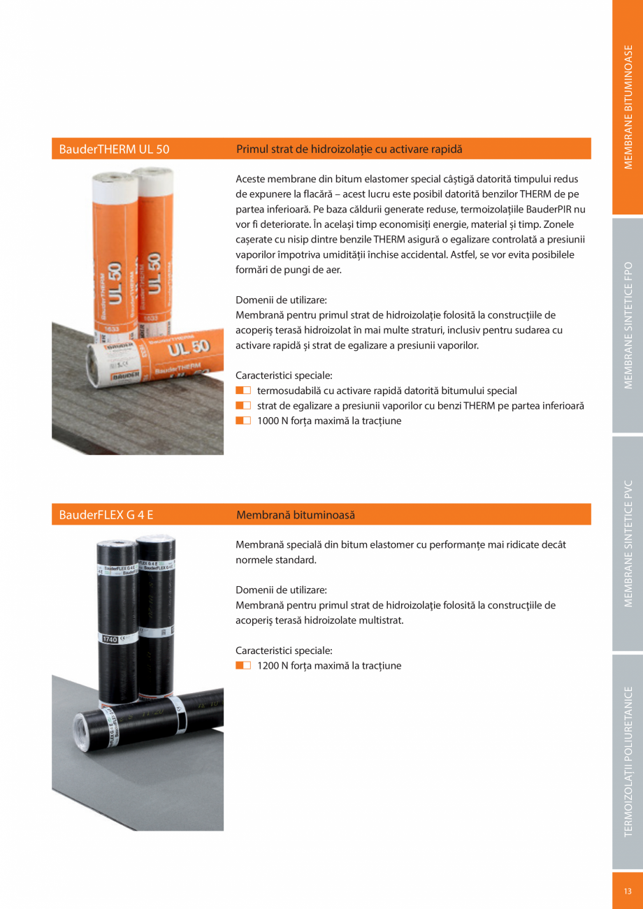 Pagina 13-Sisteme acoperis terasa BAUDER Catalog, brosura Romana mbrană termosudabilă din bitum polimer și ...