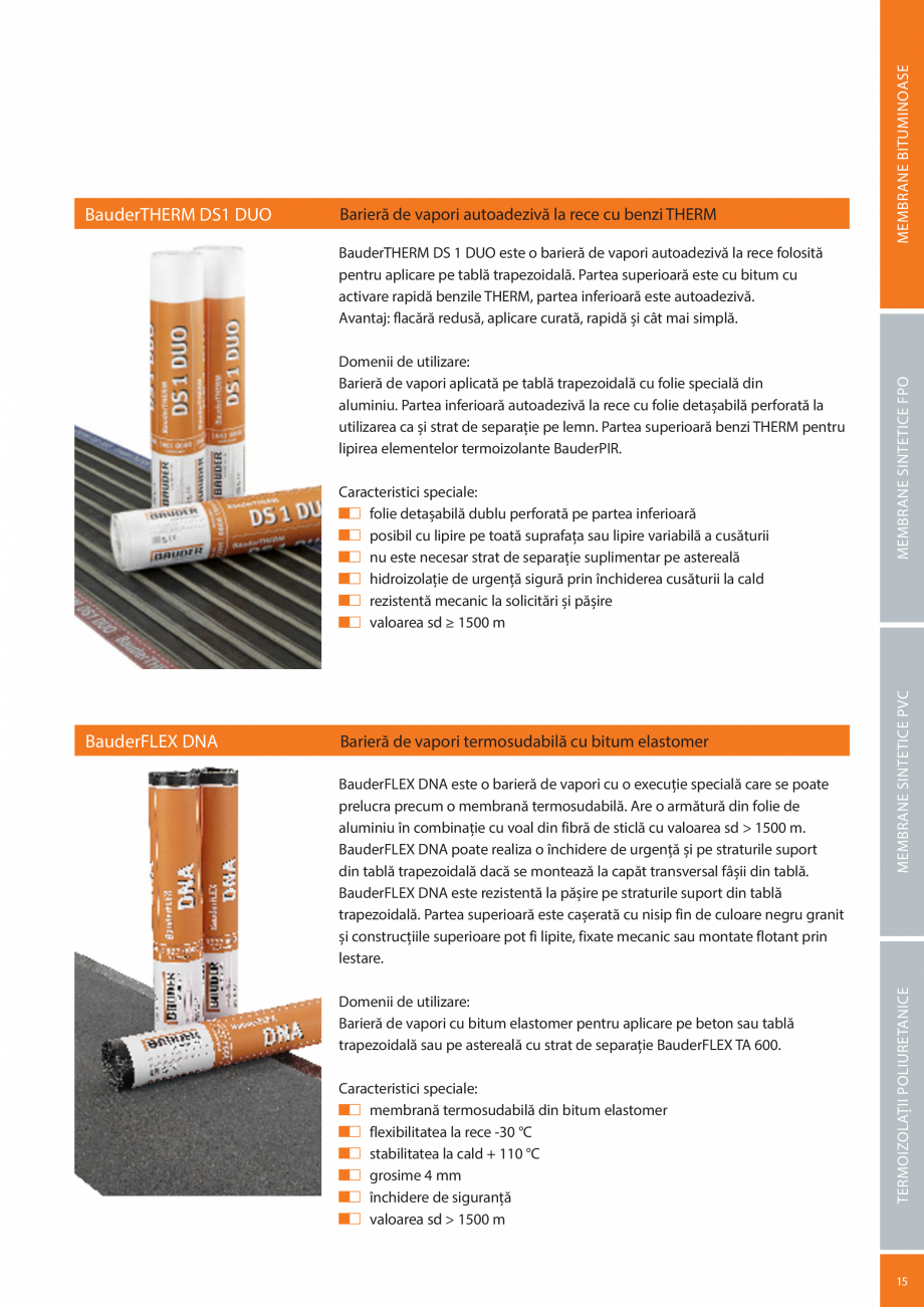 Pagina 15-Sisteme acoperis terasa BAUDER Catalog, brosura Romana ntă la intemperii,  urabilă, rezistentă...
