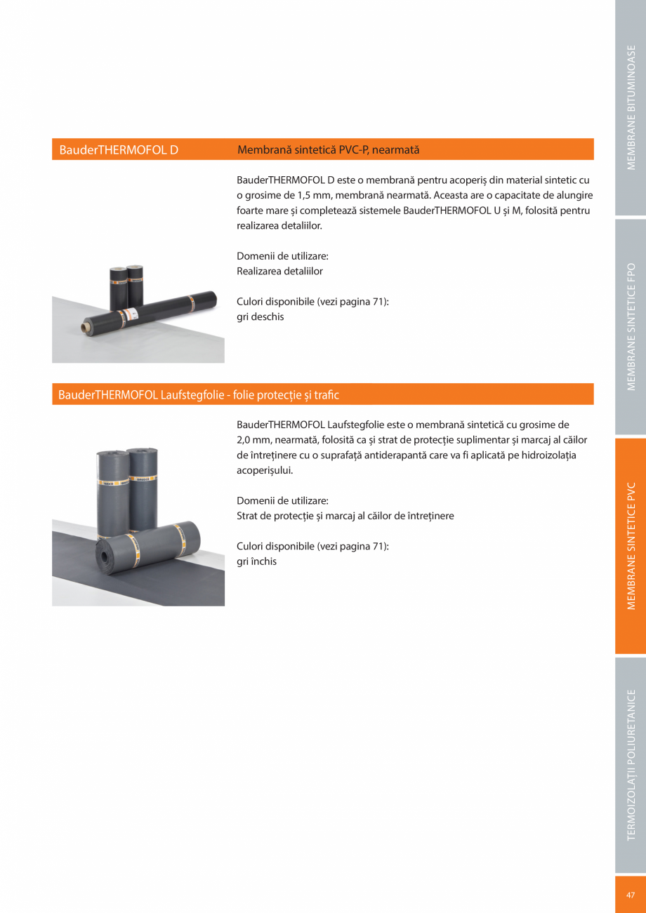 Pagina 47-Sisteme acoperis terasa BAUDER Catalog, brosura Romana i speciale:
	 autoadeziv direct pe PIR FA,...