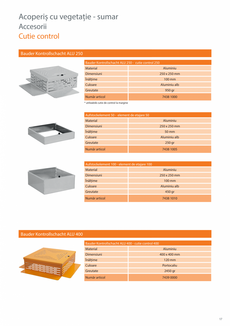 Pagina 17-Sisteme de acoperis cu vegetatie BAUDER Catalog, brosura Romana  verticală.
Material
Număr articol...