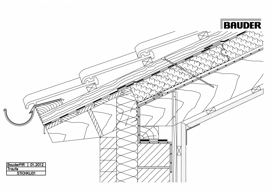 Pagina 1-CAD-PDF Bauder - Acoperis ceramic - Detaliu streasina STICHKLI01 BAUDER Detaliu de montaj 