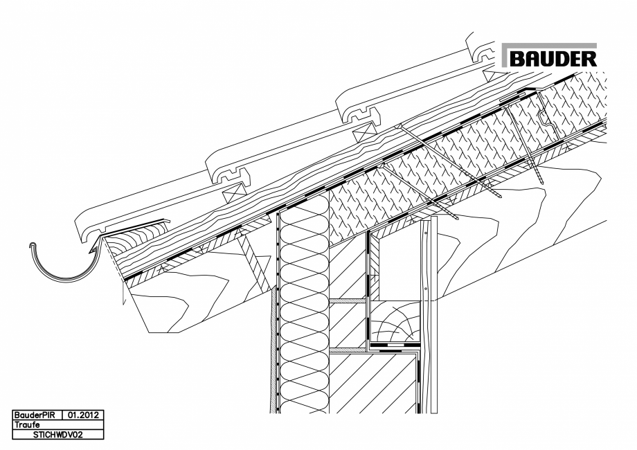 Pagina 1-CAD-PDF Bauder - Acoperis ceramic - Detaliu streasina STICHWDV02 BAUDER Detaliu de montaj 