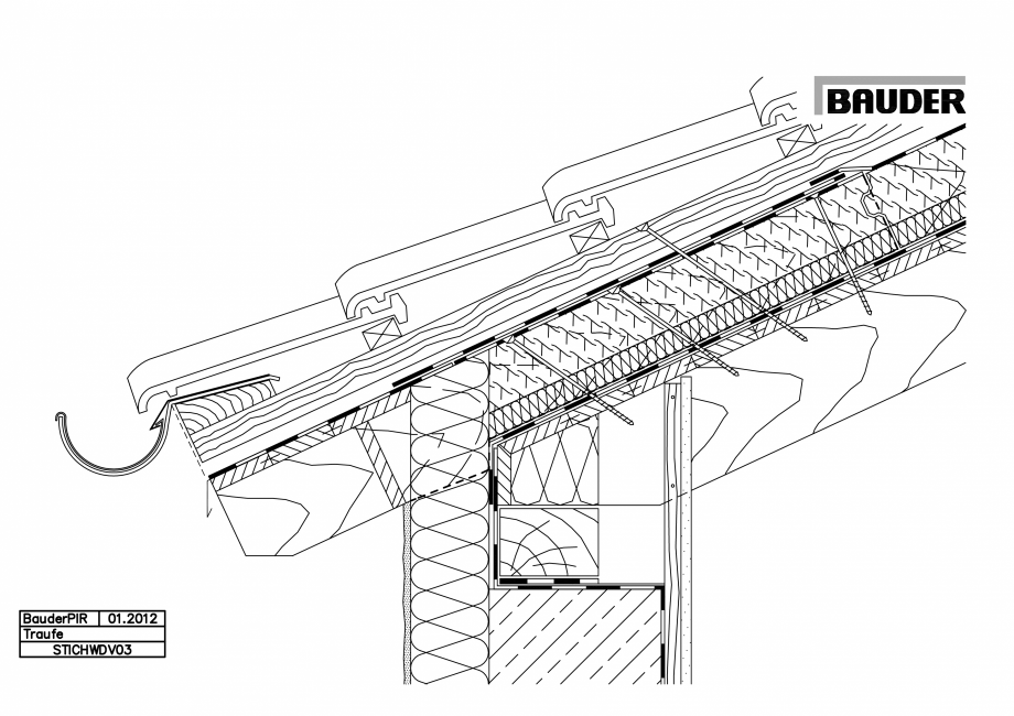Pagina 1-CAD-PDF Bauder - Acoperis ceramic - Detaliu streasina STICHWDV03 BAUDER Detaliu de montaj 