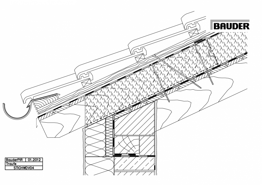 Pagina 1-CAD-PDF Bauder - Acoperis ceramic - Detaliu streasina STICHWDV04 BAUDER Detaliu de montaj 