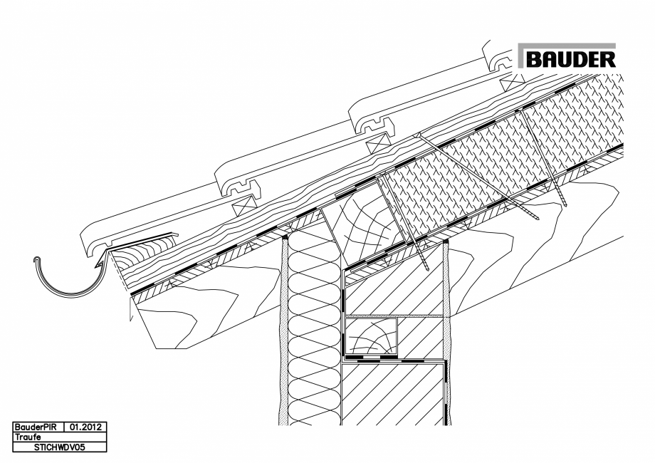 Pagina 1-CAD-PDF Bauder - Acoperis ceramic - Detaliu streasina STICHWDV05 BAUDER Detaliu de montaj 