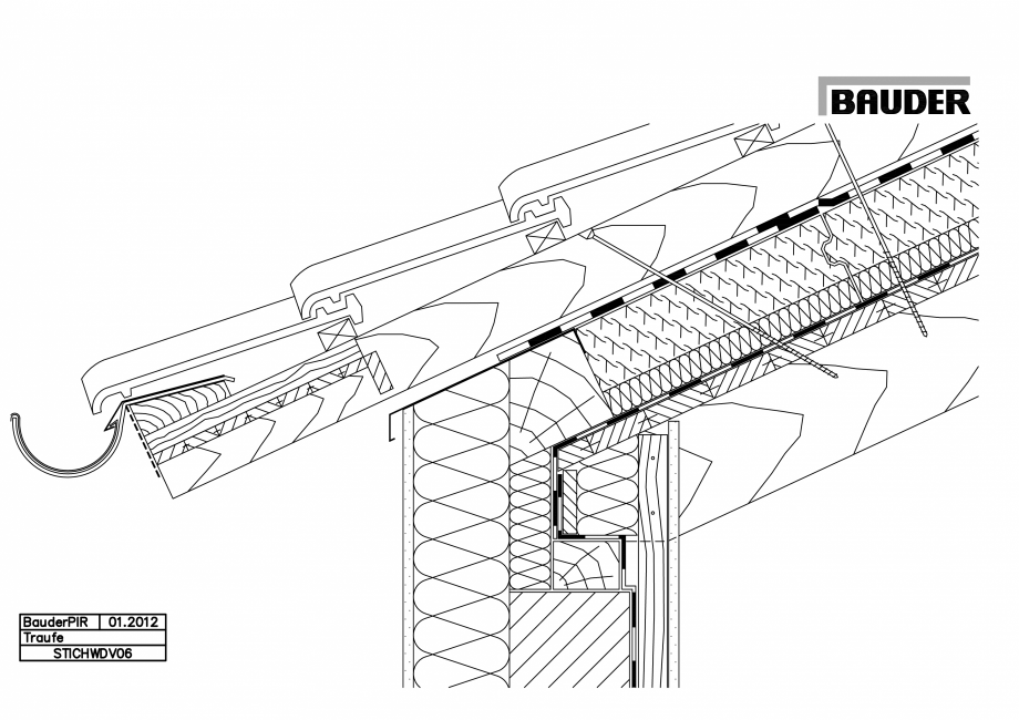 Pagina 1-CAD-PDF Bauder - Acoperis ceramic - Detaliu streasina STICHWDV06 BAUDER Detaliu de montaj 