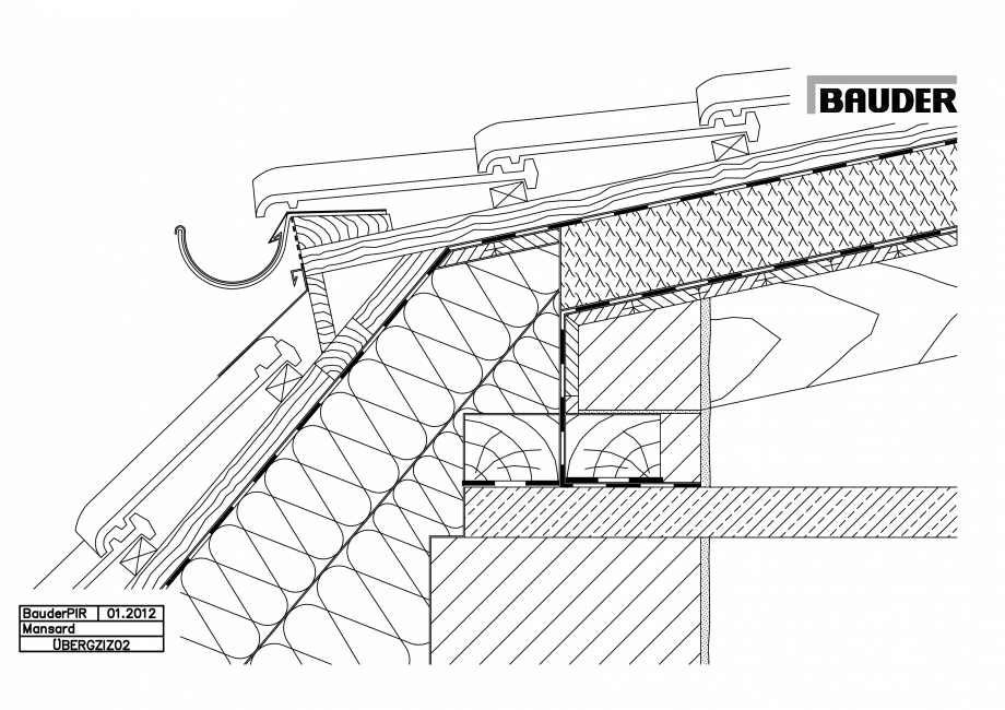 Pagina 1-CAD-PDF Bauder - Acoperis ceramic - Detaliu mansarda BERGZIZ02 BAUDER Detaliu de montaj 