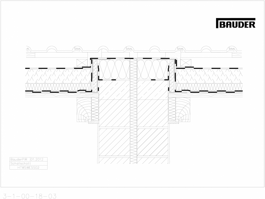 Pagina 1-CAD-DWG Bauder - Acoperis ceramic - Detaliu izolatie fonica HTWSWESS02 BAUDER Detaliu de montaj 