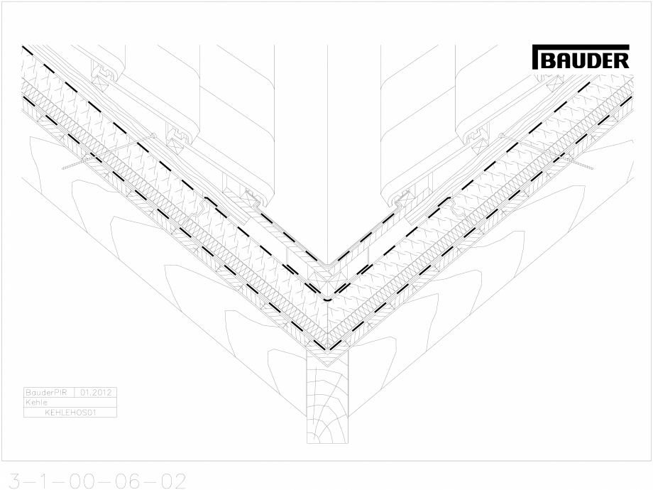 Pagina 1-CAD-DWG Bauder - Acoperis ceramic - Detaliu dolie KEHLEHOS01 BAUDER Detaliu de montaj 