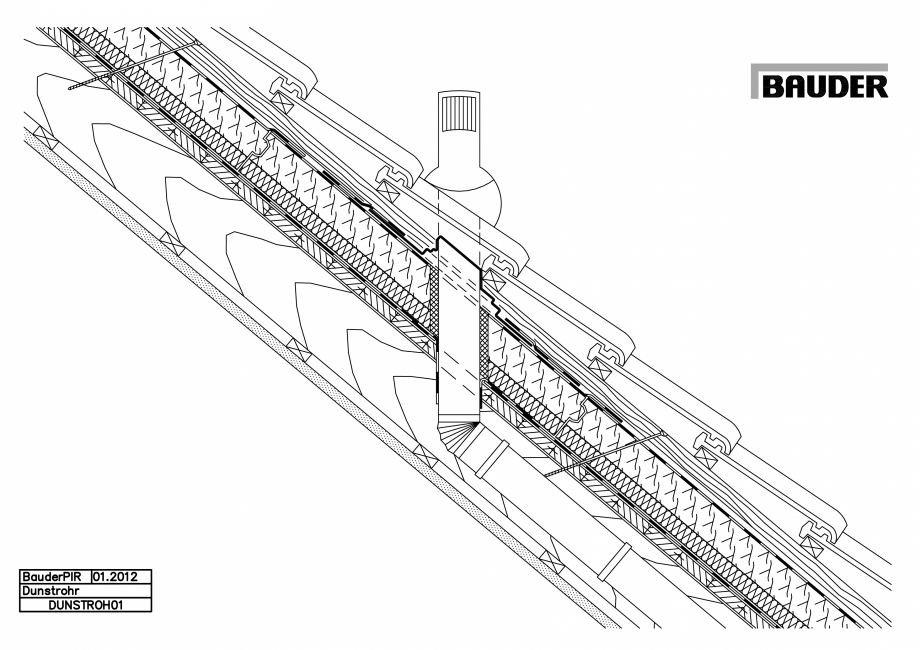 Pagina 1-CAD-PDF Bauder - Acoperis ceramic - Detaliu coloana aerisire DUNSTROH01 BAUDER Detaliu de montaj 