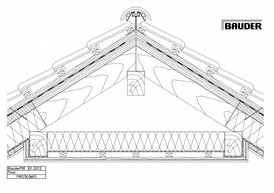 Pagina 1-CAD-PDF Bauder - Acoperis ceramic - Detaliu coama FIRSTKOM01 BAUDER Detaliu de montaj 